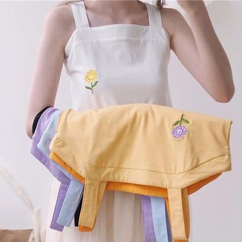 Korean vest camisole outside wears solid sweet short versatile Floral inwrought blouse inside bottom unlined upper garment tops
