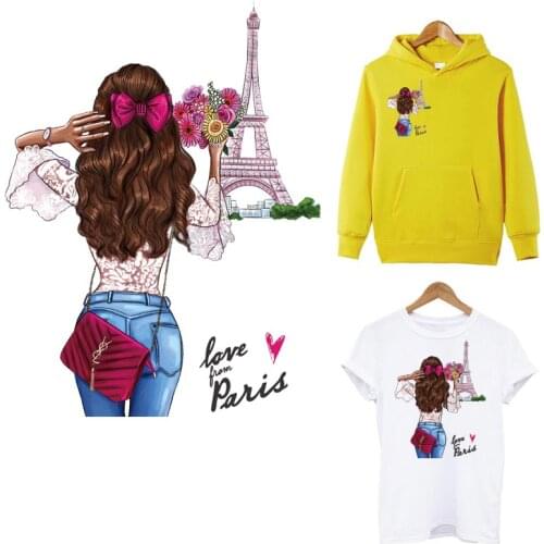 Beautiful Girl Iron On Patches For Clothing Applique DIY Women T-shirt Thermal Sticker On Clothes Fashion Russian Girl Patch