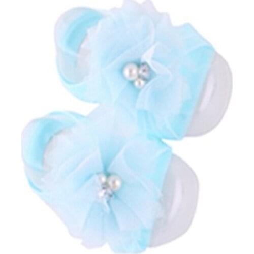 Fashion Floral Baby Girls Foot Flower Yarn Fashion Diamond Newborn Foot Slippers Elastic Foot Bands Wristband Sock