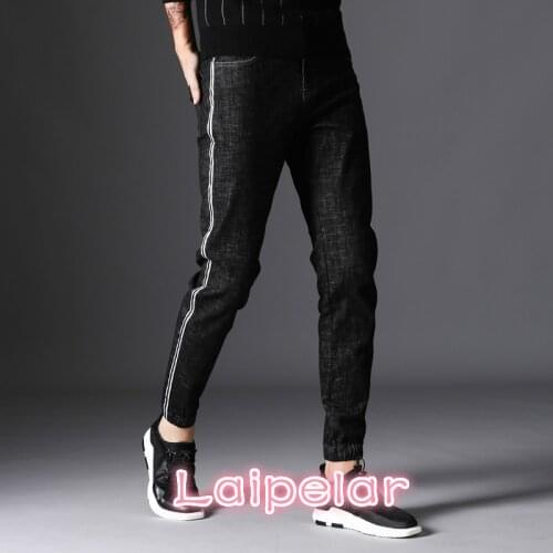 Laipelar Black Skinny Jeans Men Designer Striped Denim Jeans Casual Cotton Stretch Jean Male Slim Fit Quality Jeans Homme
