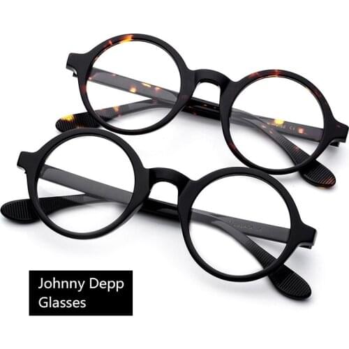 Johnny Depp Eyeglasses Men Women Optical Glasses Frames Brand Design Computer Round Goggles male Acetate Vintage Z314-2