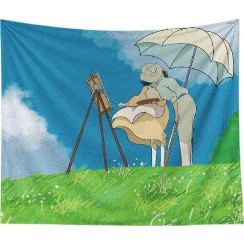 Cartoon The Wind Rises Tapestry Wall Hanging Decor Retro Printed Home Decor Hanging Living Printing Wall Tapestry