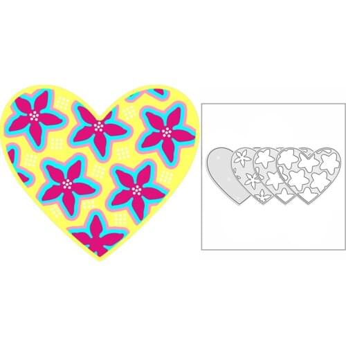 New 2021 Layering Floral Star Heart Metal Cutting Dies for DIY Scrapbooking and Card Making Background Embossing Craft No Stamps