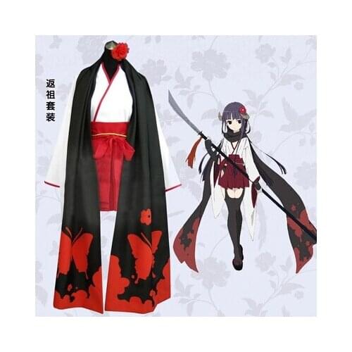 New Cos Shirakiin Riricho From Anime Inu x Boku SS Cosplay Halloween Atavistic Psychic Full Set 5in1(Top+Pants+Scarf+Belt+Headwe