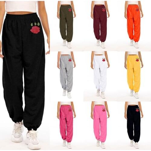 Autumn Sweatpants Women Baggy Pants Print Sport Pants Oversized Joggers Streetwear High Waisted Loose Hip Trousers