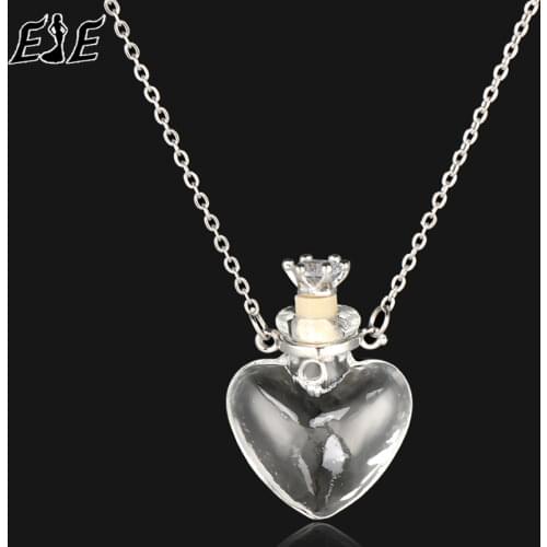 Openable Water Drop Heart Steel Chain Keepsake Essential Oil Pendant Memorial Jewelry Perfume Jewellery Glaze Vial Necklace