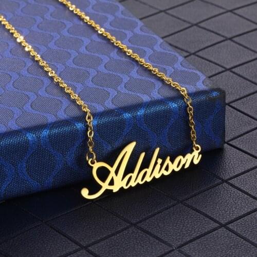 Custom Name Necklace Pendant Gold Color Letter Stainless Steel Customized Gift for Women Girls Charms Jewelry Mothers Day Gift