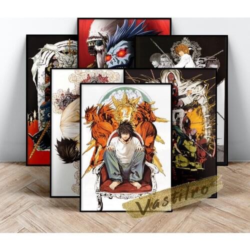 Death Note Poster, Japanese Manga Wall Art, Comic Character Portrait Painting, Living Room Wall Decor, Japan Anime Wall Picture