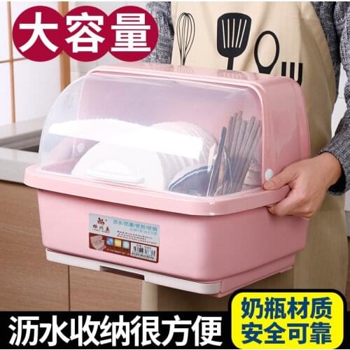 Plastic Drain Dish Rack With Cover Dish Rack Put Bowl Box Tableware Chopsticks Tableware Storage Box Dish Rack