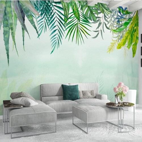 Nordic Simple Small Fresh Green Leaves Photo Wallpapers 3D Mural Painting Living Room TV background Wall Home Decor Wall Cloth