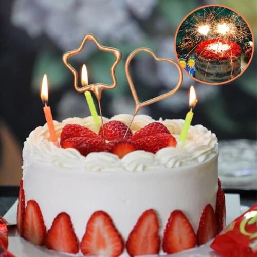Romantic Star Love Shaped Wedding Birthday Party Candle Cake Topper Decoration