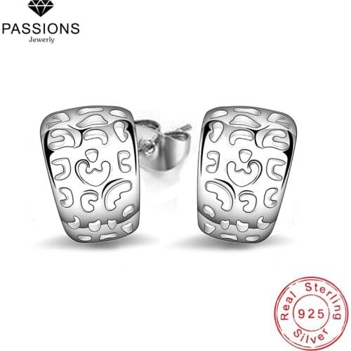 Hot Sale Vintage Hollow Stud Earrings 925 Sterling Silver Half Circle Elegant Stud Earrings For Women Fashion Earring Jewelry