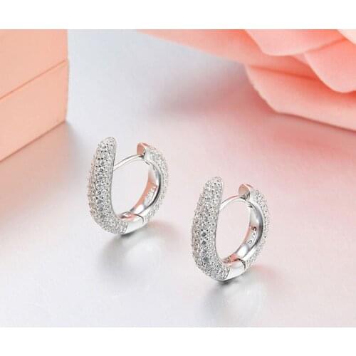 SOELLE High Quality Fashion Punk 925 Sterling Silver Mirco Cubic Zirconia Hoop Earrings Women Party Brand Design Jewelry Gift