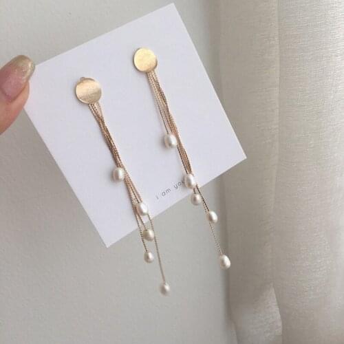 Sweet Girl Earrings Temperament Net Red Tassel Pearl Long Earrings 2020 Fashion New Earrings Wholesale Hypoallergenic