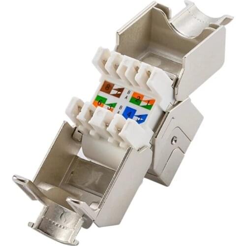 RJ45 Module Cat5e Cat6 Cat6A Network Toolless Keystone Jack Full Shielded RJ 45 Socket To LSA Toolfree Termination Adapter