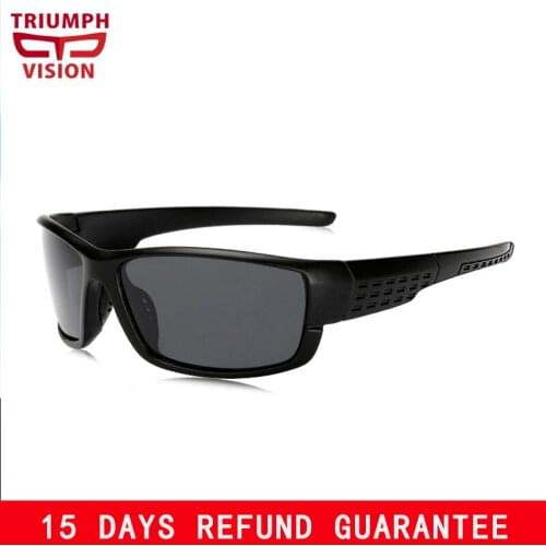 TRIUMPH VISION Black Plastic Sunglasses for Men HD Polarized Drive Sun Glasses for Men Brand UV400 Protection Shades Oculos Male