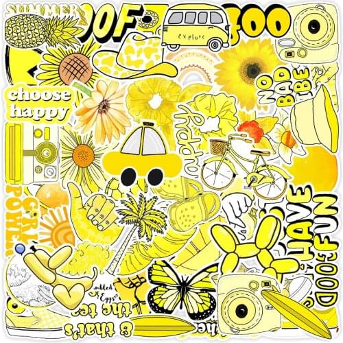 10/30/50PCS Yellow Vsco INS Style Stickers Anime Guitar Laptop Luggage Skateboard Phone Graffiti Toy Cartoon Aesthetic Sticker