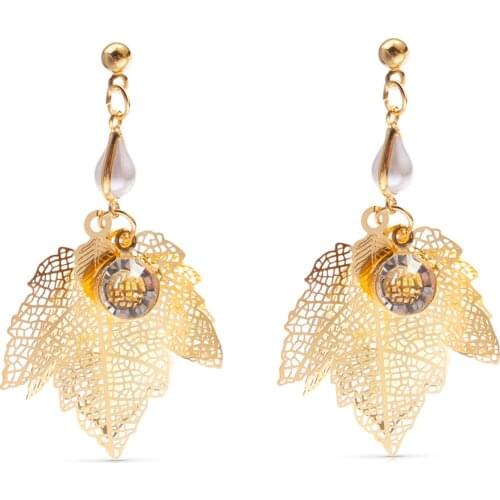 WYBU Summer Style Hollow Out Leaves Drop Earrings Star Pearl Drop Earing Women Jewel Alli Express Brinco Bijouterie