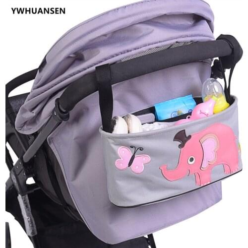 YWHUANSEN Cartoon Storage Bag For Baby Stuff Collection Baby Car Hanging Basket Stroller Organizer Bag For Baby Carriage Trolley