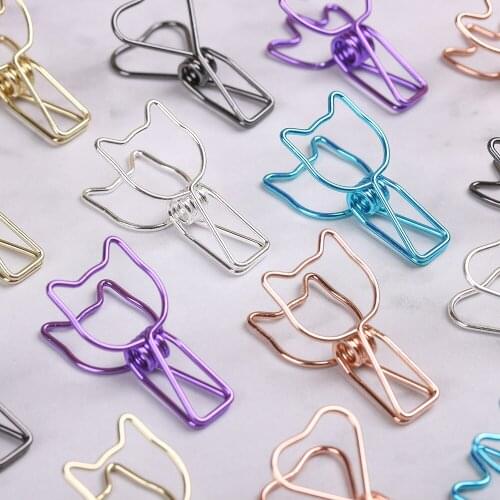 6Pcs Fashion Solid Color Binder Clip Hollowed Out Design Fish Clip Metal Paper Organizer DIY Gift Decorative School Stationery