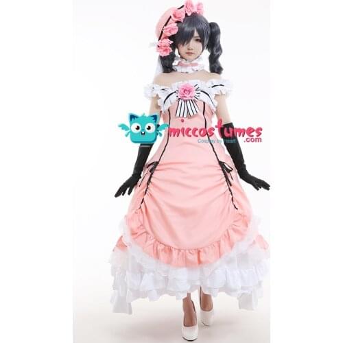 Womens Ciel Phantomhive Female Cosplay Costume Dress with Hat halloween costume