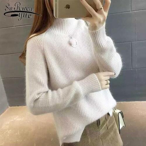 Autumn and Winter 2019 Loose Women Sweaters Long Sleeve Turtleneck Casual Elegant Women Clothing Women Tops New Fashion 5773 50