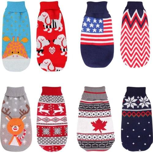 Winter Cartoon Dog Clothes Warm Christmas Sweater For Small Dogs Pet Clothing Coat Knitting Crochet Cloth
