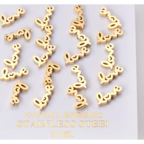 10 Pairs Romantic Style Letter Love Stud Earrings Sets Stainless Steel Wholesale Gold Silver Color Stud Earring Brinco Party