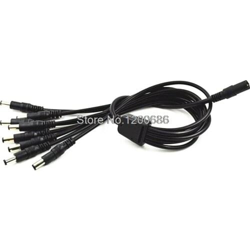 26awg 1 to 8 Way DC Power Splitter WIRE HARNESS 50CM for CCTV Cameras DVR NVR LED Light Strip Barrel Plug 5.5*2.1mm