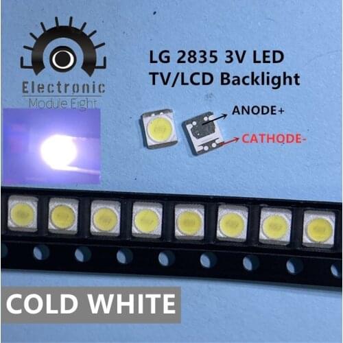3528 100pcs/Lot 2835 3V SMD LED Beads 1W LG Cold White 100LM For TV/LCD Backlight
