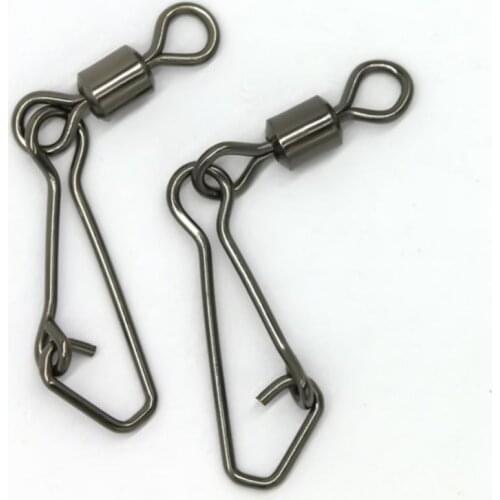 50PCS 2/4/6/8# Fishing Accessories Connector Pin Bearing Rolling Swivel Stainless Steel Snap Fishhook Lure Swivels Tackle