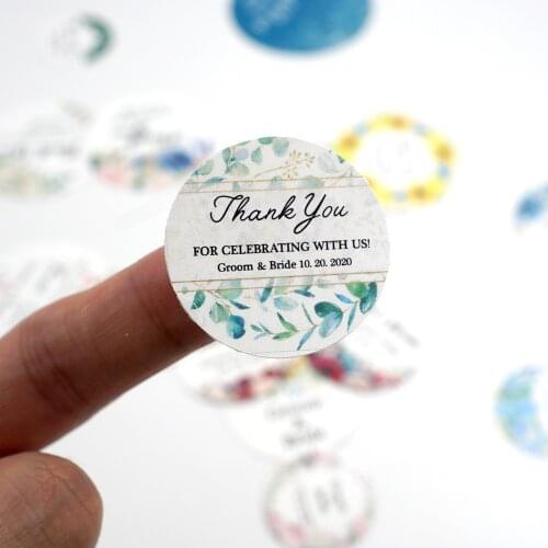 96Pcs 3cm Wedding Sticker Custom Round Name Logo Waterproof Gift Boxes Personalized Label Candy Favors Tags Birthday Baptism