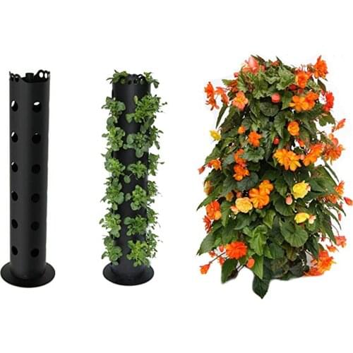 Freestanding Flower Tower Plastic Plant Pot Hanging Plant Container With Hole Outdoor Garden Decoration
