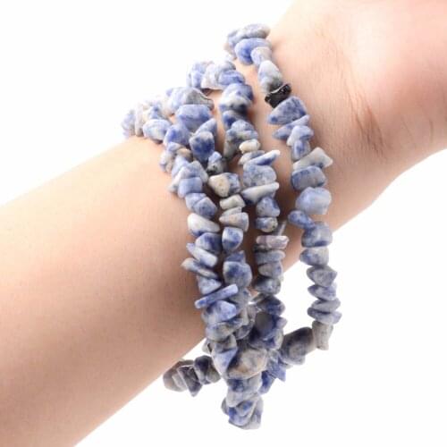 Wholesale 8mm-12mm Irregular Natural Stone Blue Spot Chips Beads For Jewelry Making Bracelet Necklace 33inch/Strand Gravel Beads