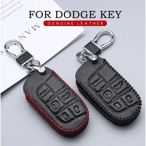 KUKAKEY Genuine Leather Car Key Case Cover Car Styling For Dodge Caliber Journey Caravan Charger RAM Nitro Dakota Key Bag Holder