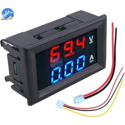Mini Digital Voltmeter Ammeter DC 100V 10A Panel Amp Volt Voltage Current Meter Tester 0.56" Blue + Red Dual LED Display