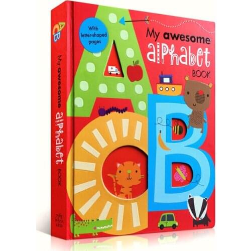 My Awesome Alphabet Book ABC original English board Books Baby kids learning educational word book with letter shaped 56 pages