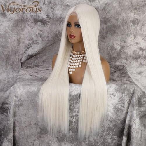 Vigorous Long Straight Synthetic Wigs for Women Black Natural Middle Wig Heat Resistant Brown Blonde Red Wig