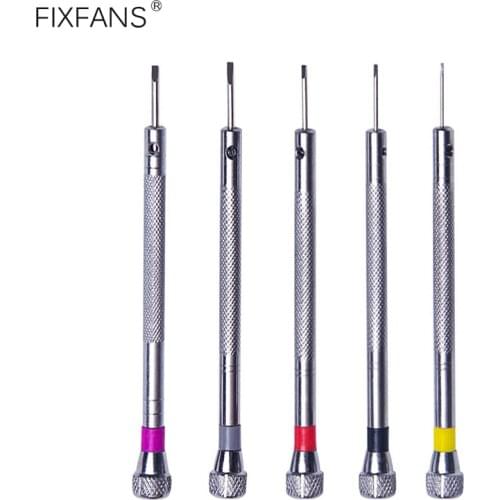 FIXFANS 5Pcs Small Slotted Flathead Watch Screwdriver Set for Watchmakers Repair Tools Kit, 0.8mm 1.0mm 1.2mm 1.4mm 1.6mm
