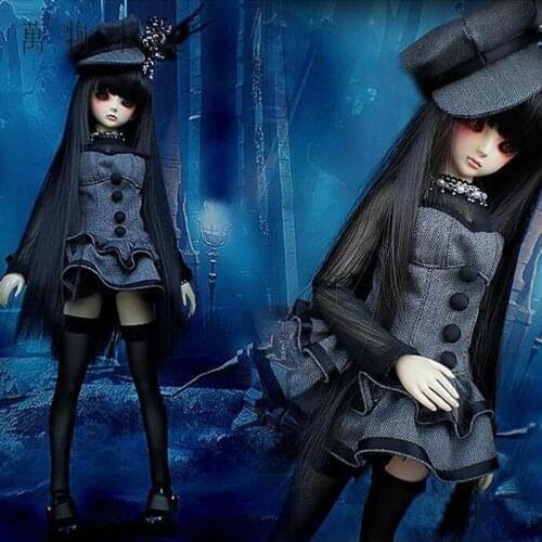 New Arrival 3pcs 1/3 1/4 BJD SD MSD Doll Clothes Cute vampire Small Black Grey Dress