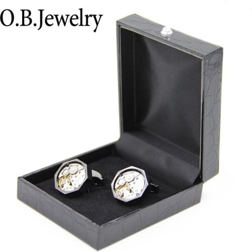 JIN&JU High quality Leather cufflinks gift boxes Black color Paper tie clip box White color Jewelry gift box