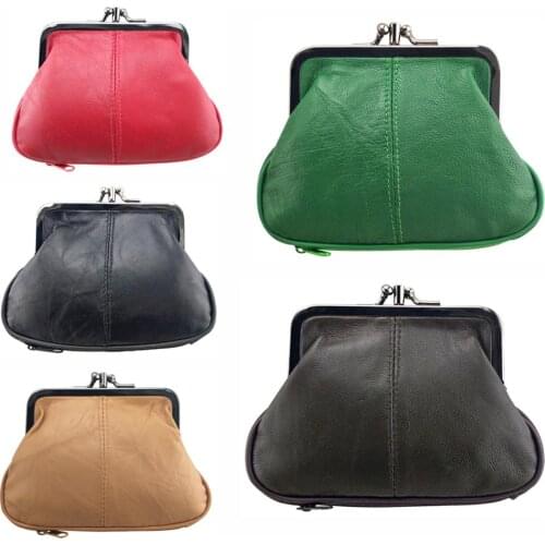 NICOLE & CO 2021 Genuine Leather Coin Purse Womens Sheepskin Change Purse Metal Hasp Closure Card Holder Wallet Zipper Small Bag