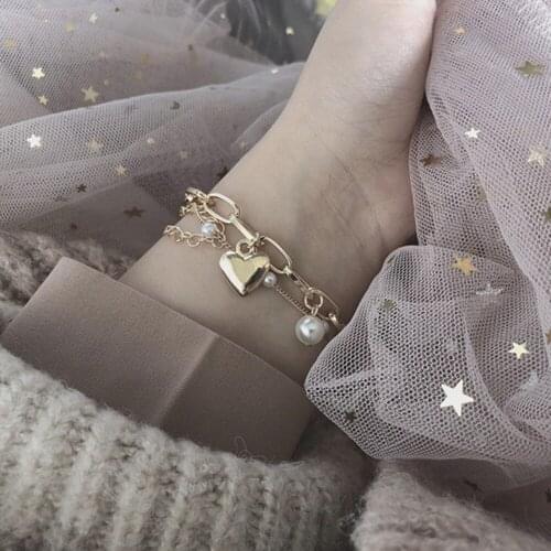 LanMiLa Fashion 2021 Heart Pearl Charm Bracelet Women Jewelry