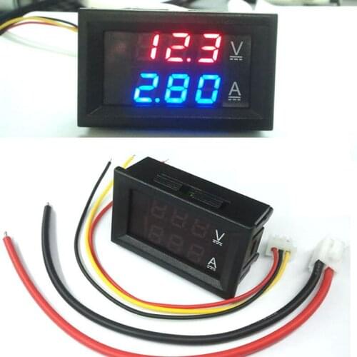 Mini Digital Voltmeter Ammeter DC0-100V 10A 50A 100A Voltage Current Meter Tester Volt Regulator 0.56" Dual LED Display Auto Car