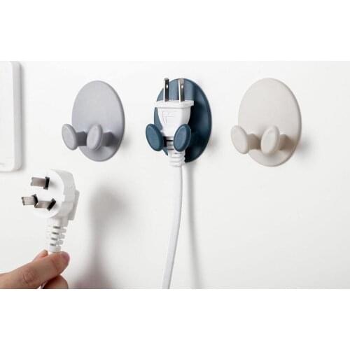 2PCS/Lot Home Office Wall Powerful Adhesive Plastic Power Plug Socket Holder Hanger Wall Storage Hook Wall Organizer