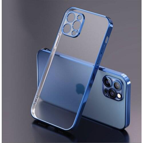 New Transparent Silicone Cover Luxury Square Frame Plating Clear Phone Case For iPhone 12 11 Pro Max Mini X XR XS 7 8 Plus SE 2