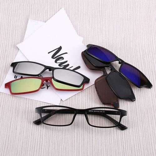 Polarized Sunglasses Men 5 in 1 Magnetic Clip On Sun Glasses Women UV400 Rectangle Optical Myopia Prescription Eyeglasses Frame