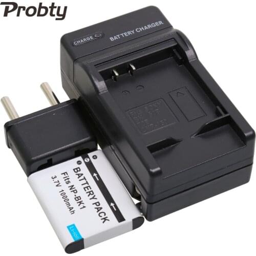 Probty 3.7v NP-BK1 NPBK1 Camera Battery + Charger For Sony DSC-S750 S780 S950 S980 W180 W190 W370 MHS-PM1 MHS CM5 PM5