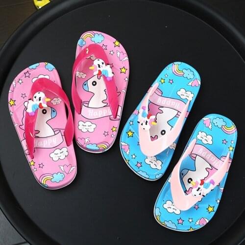 Children Slippers New Summer Unicorn For Boys Sandals Baby Girl Slippers Pvc Soft Beach Shoes Kids Rainbow Casual Flip Flops
