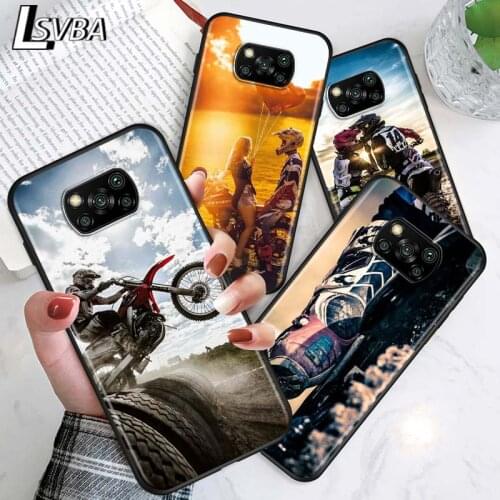 Motocross dirt bikes for Xiaomi Poco X3 NFC X2 M3 M2 F2 F3 Pro C3 F1 A2 Lite Mix3 Play Silicone Soft Black Phone Case